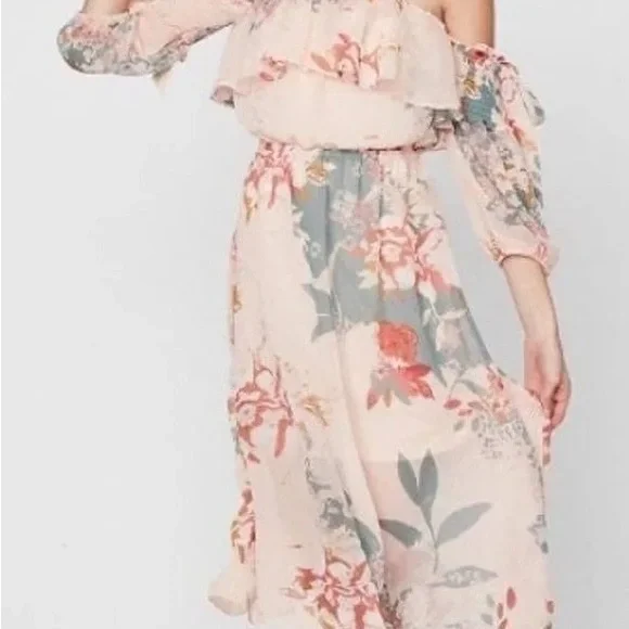 floral maxi dress with cap sleeves OPULENT EDEN